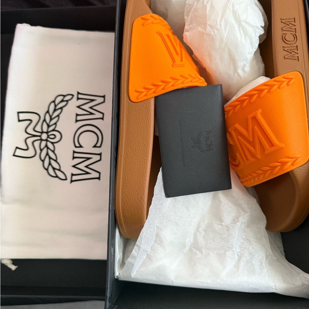 MCM Womens Orange Slide Sandals Brand new in box with dust bag!!!!